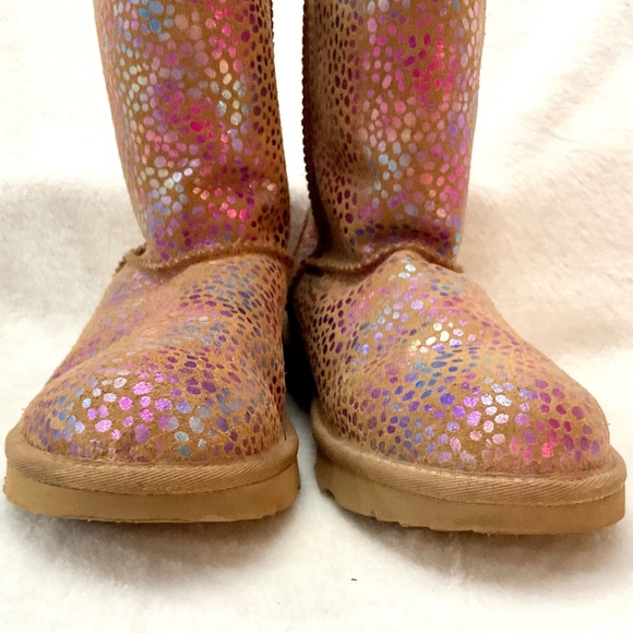 UGG Classic Spots Metallic Shimmery fur lined Snow Winter Boot Women’s Sz 6 - Picture 5 of 16